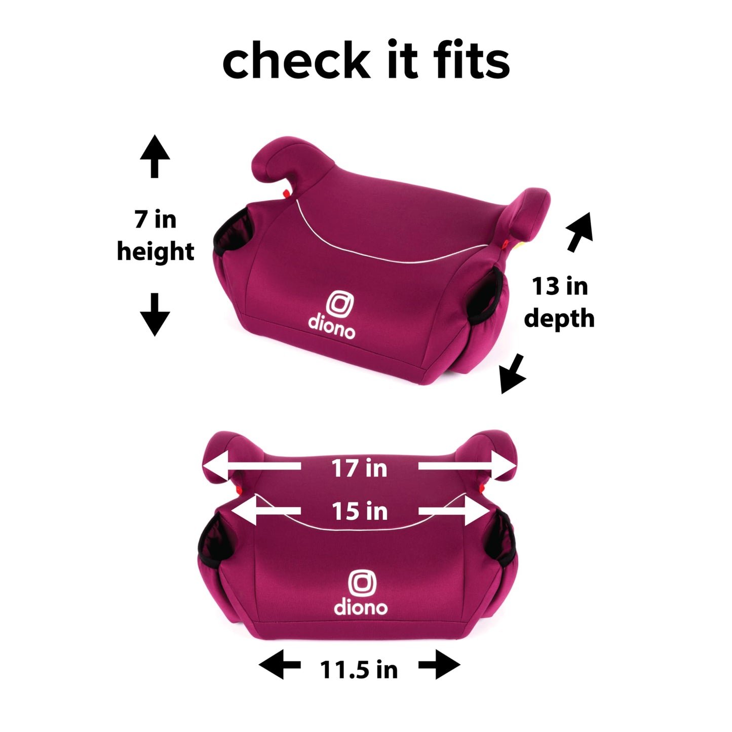 Diono Solana, No Latch, Single Backless Booster Car Seat