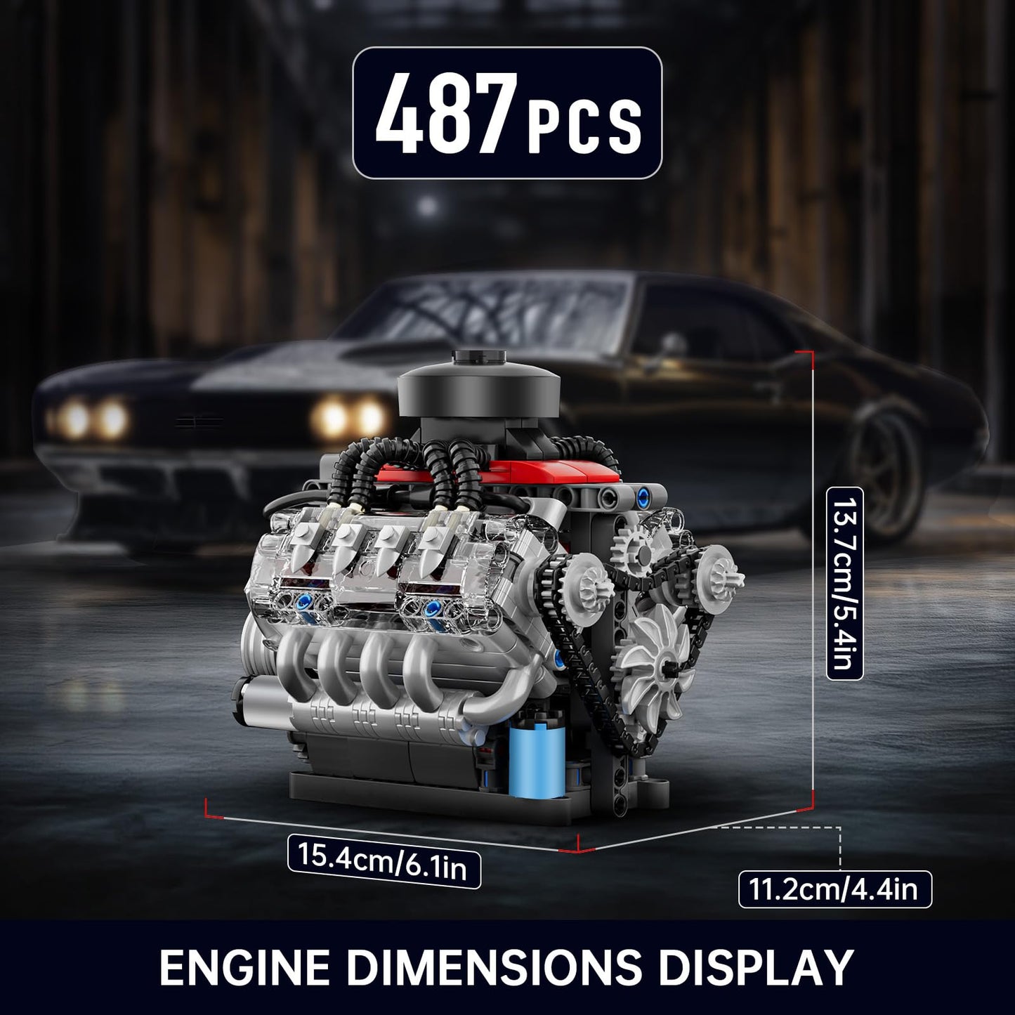 Mould King Mini V8 Engine Kit – 487PCS STEM Toy