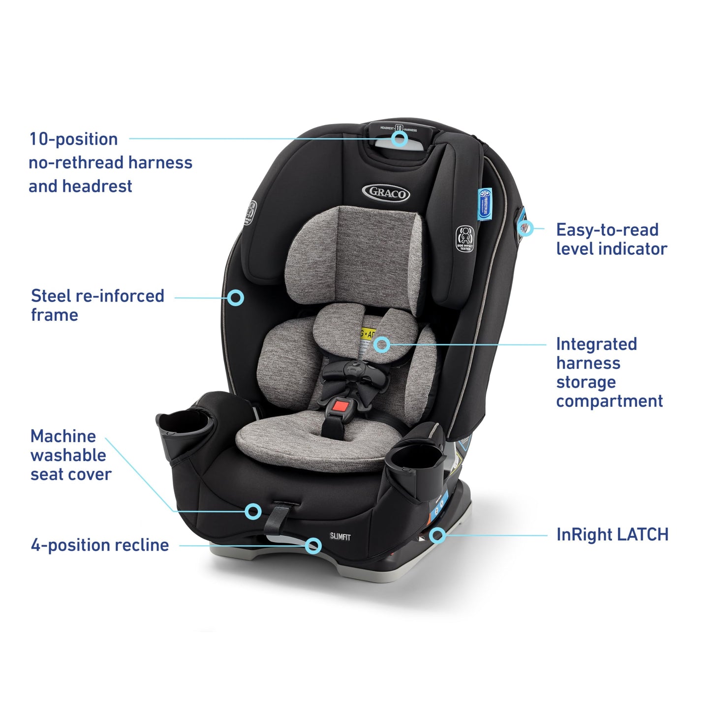 Graco SlimFit  Convertible Car Seat,Ultra-Space-Saving Design
