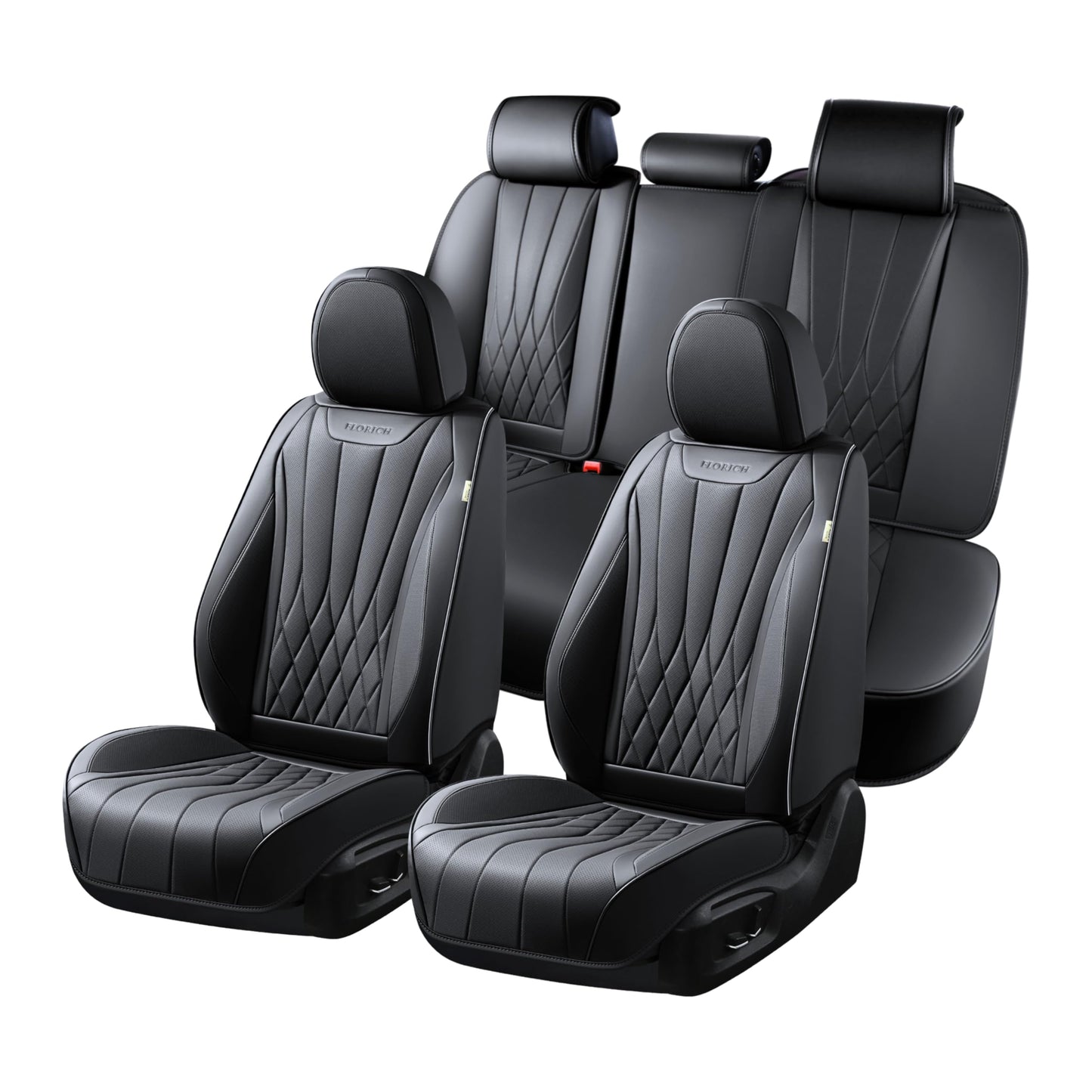 FLORICH 5-Piece Leather Seat Covers – Brown/Beige