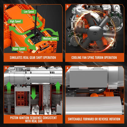 Mould King 10200 V8 Engine Model Kit for Truck