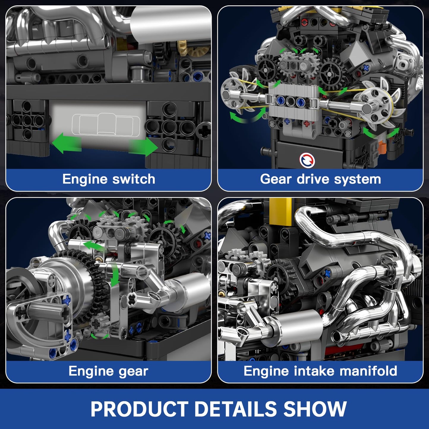 Mould King V8 Engine Model Kit – 2718PCS STEM DIY