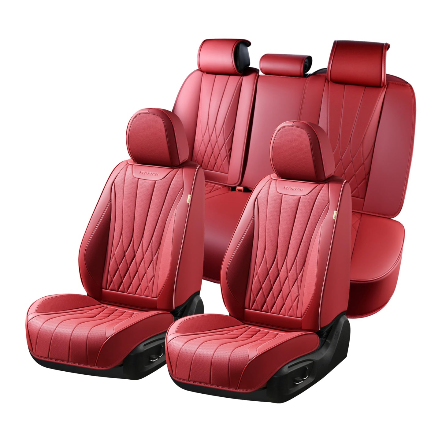 FLORICH 5-Piece Leather Seat Covers – Brown/Beige