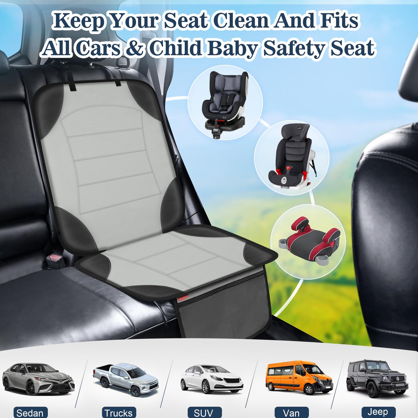Sinvitron Car Seat Protector for Child Car Seat - Waterproof