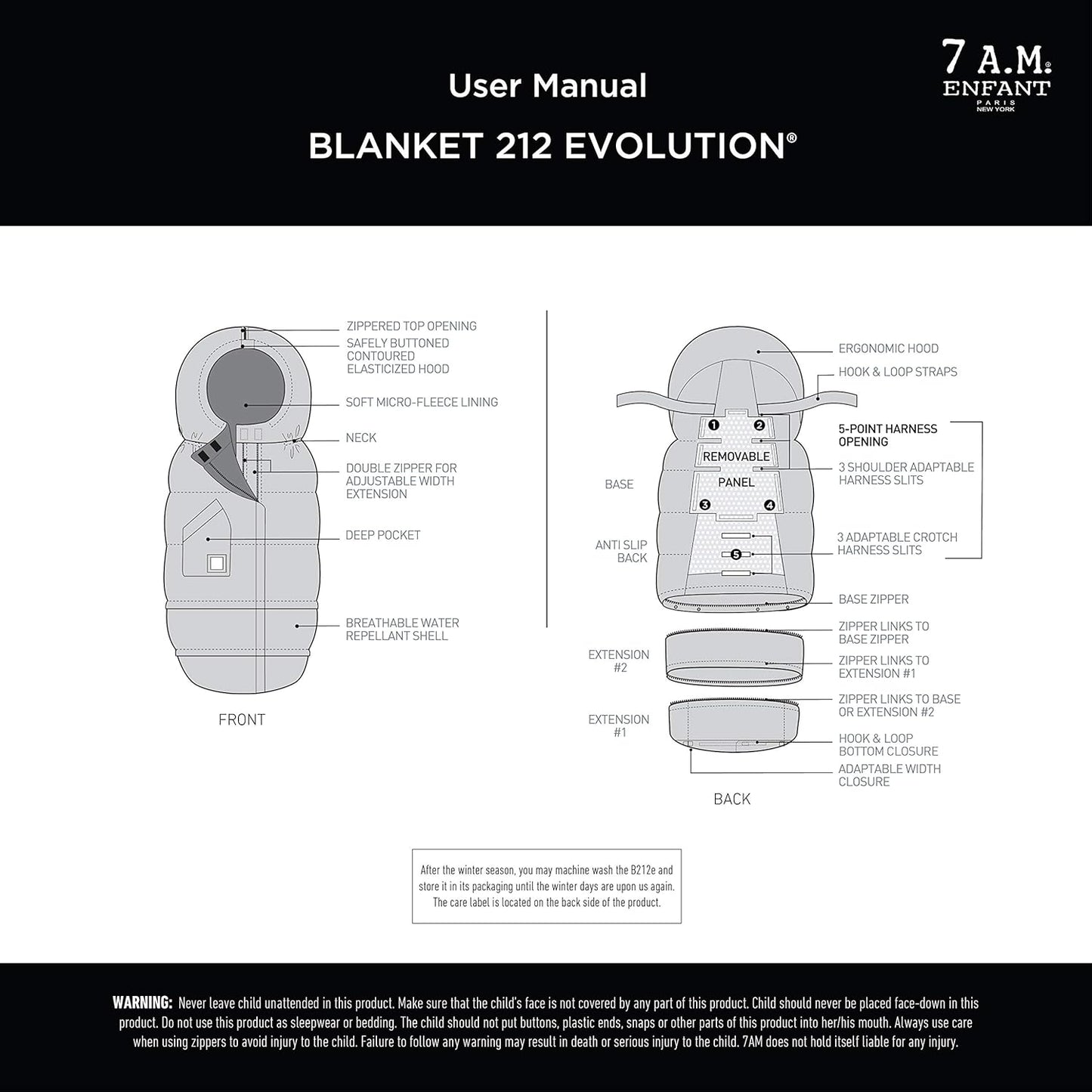 7AM Enfant Stroller Blanket 212 – Fleece Lined, 6M-4T