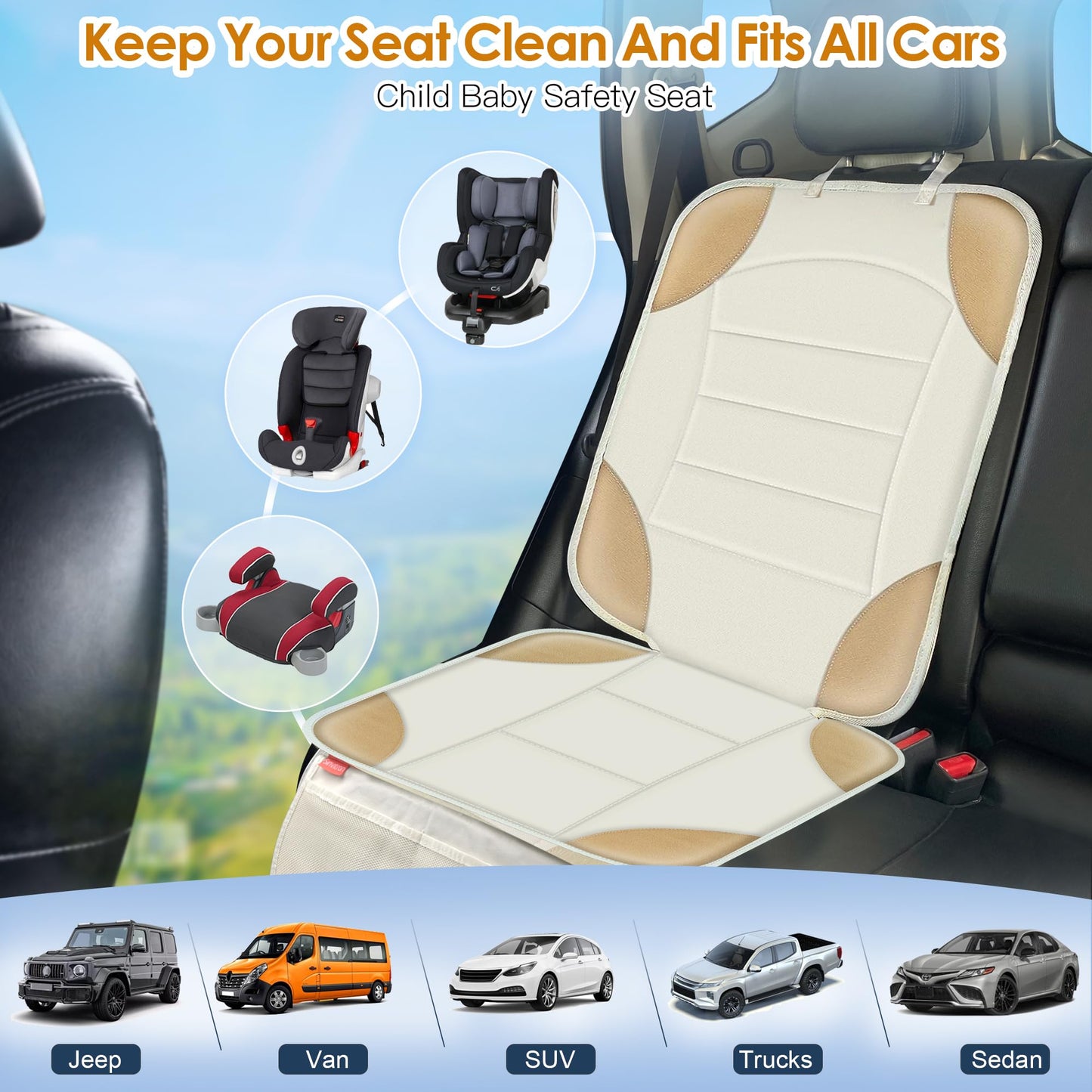 Sinvitron Car Seat Protector for Child Car Seat - Waterproof
