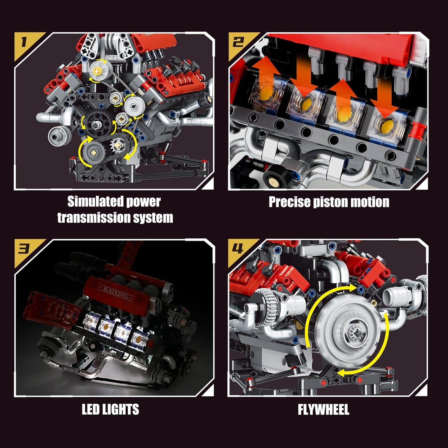 V8 Engine Model Kit – 660PCS, LED & APP Controlled STEM Kit