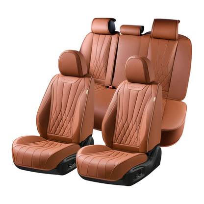 FLORICH 5-Piece Leather Seat Covers – Brown/Beige