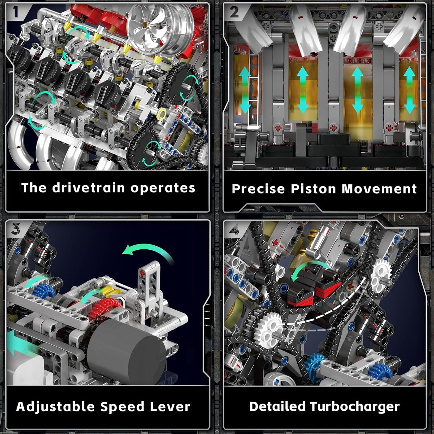 Mould King V8 Engine Model Kit – 2718PCS