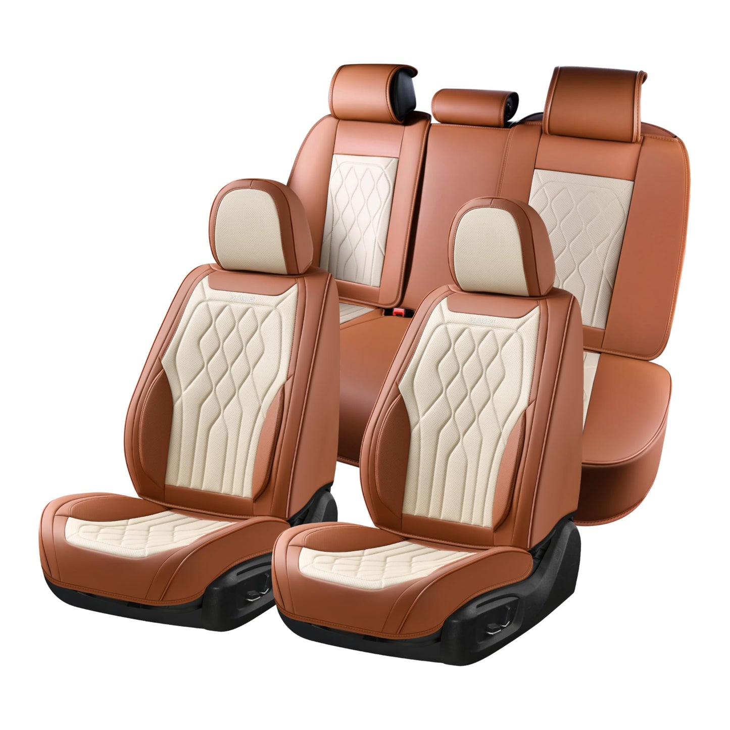 FLORICH 5-Piece Leather Seat Covers – Brown/Beige