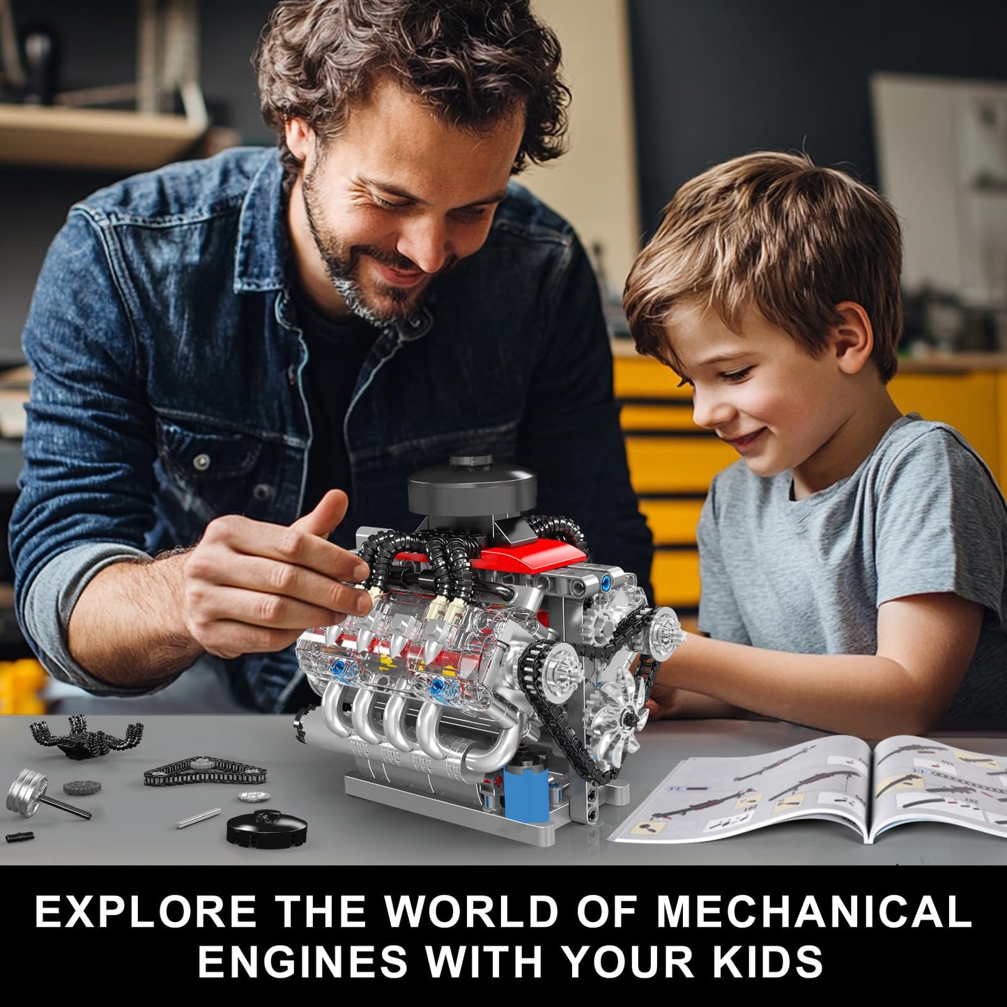 Mould King 10171 V8 Engine Model Kit That Works