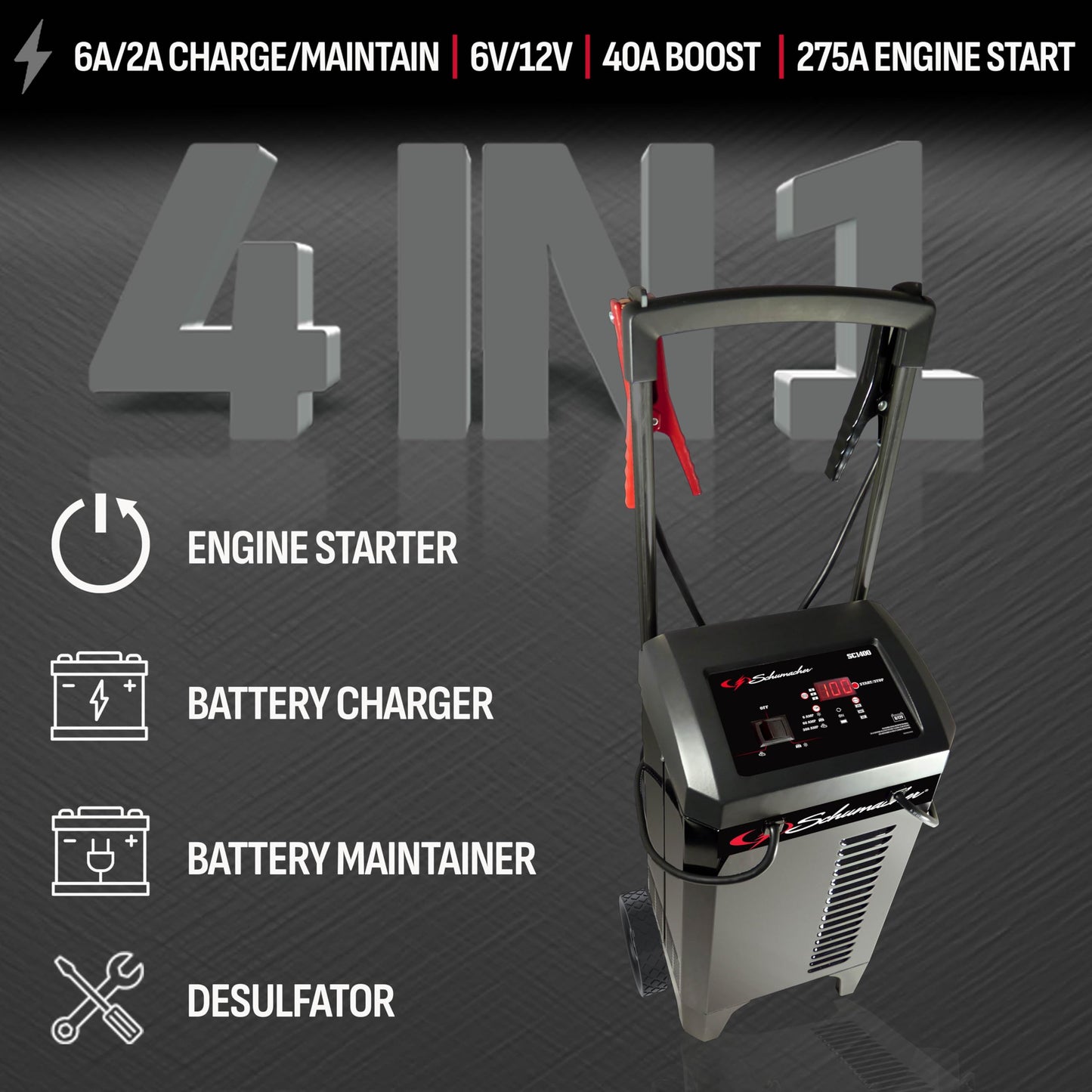 Schumacher Electric Wheeled Battery Charger and Engine Starter