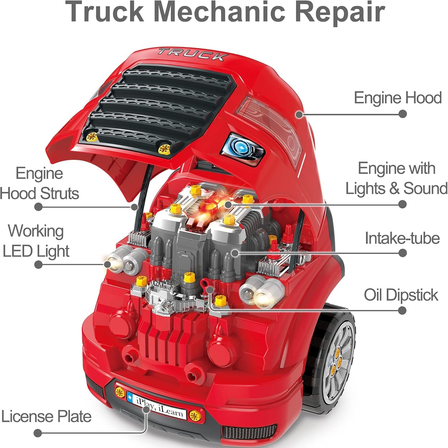 iPlay iLearn Truck Engine Toy – Kids Mechanic Kit, Ages 3–8