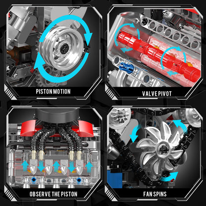 Mould King 10171 V8 Engine Model Kit That Works