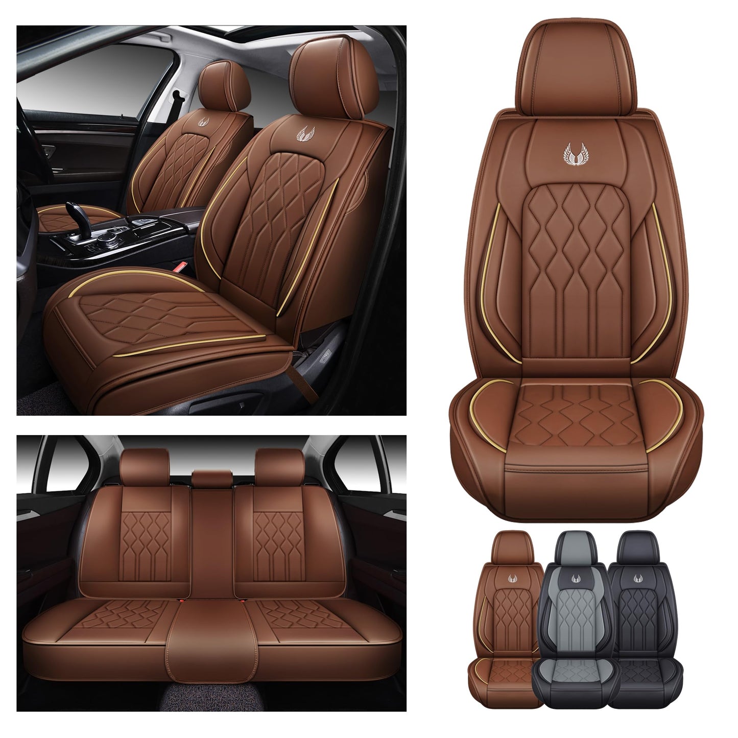 OASIS AUTO Waterproof Leather Seat Covers – Coffee