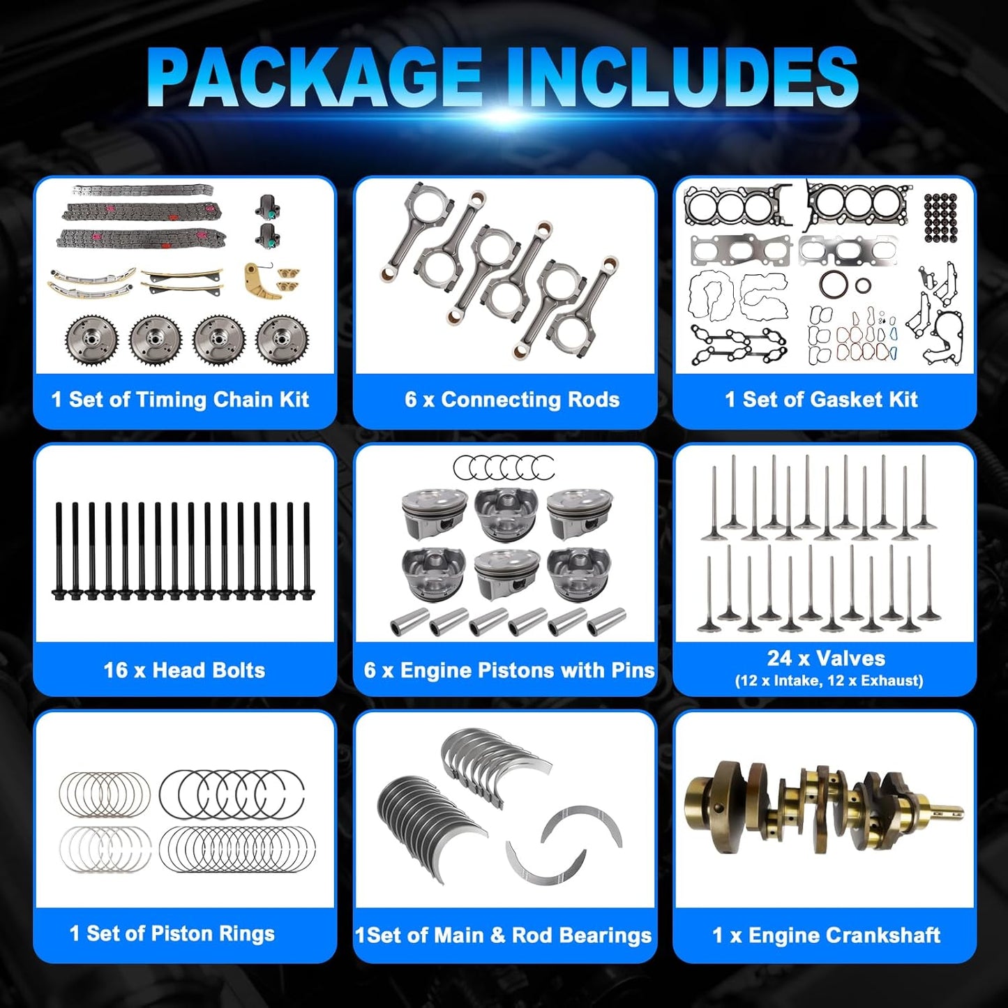 Engine Rebuild Overhaul Kit for 2011-2019 Kia Sorento