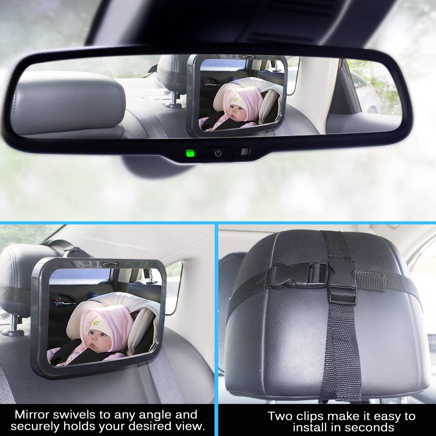 Shynerk Baby Car Mirror, Safety Car Seat Mirror for Rear Facing