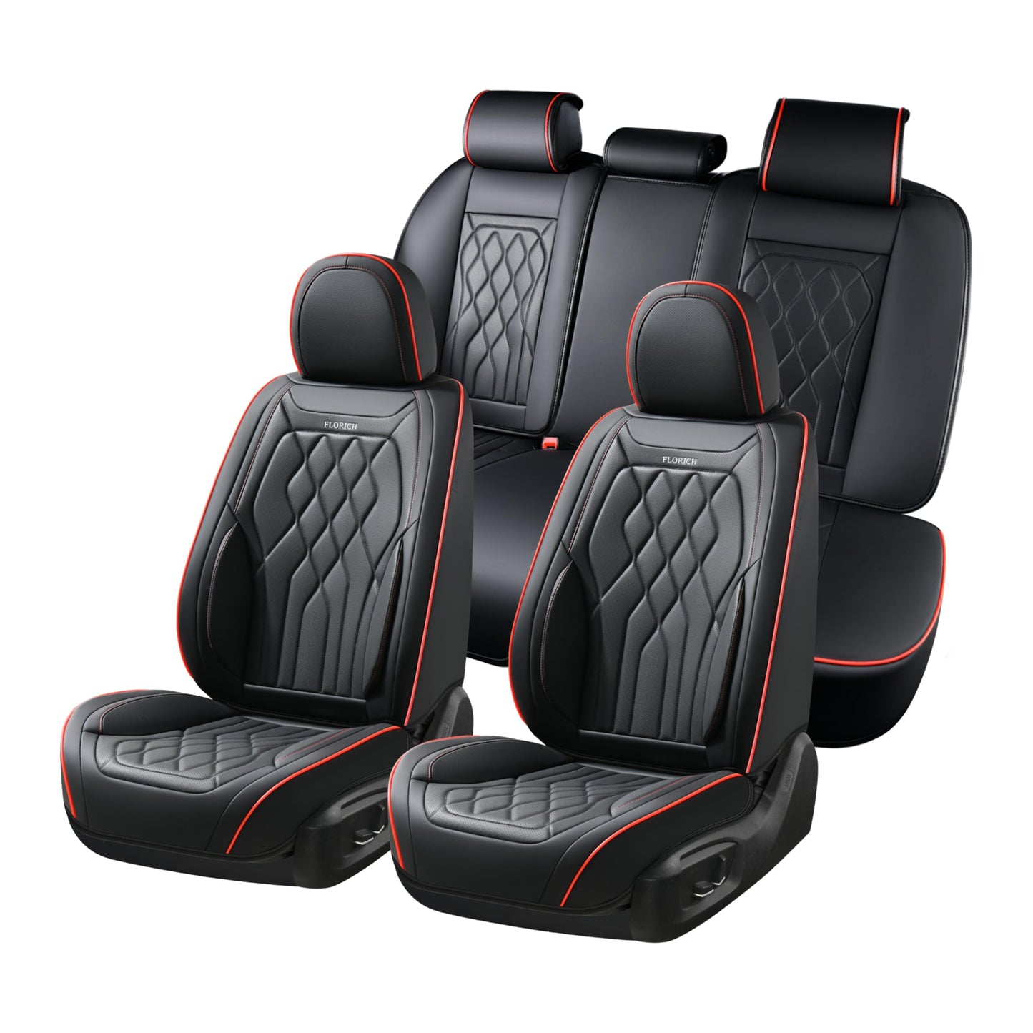 FLORICH 5-Piece Leather Seat Covers – Brown/Beige