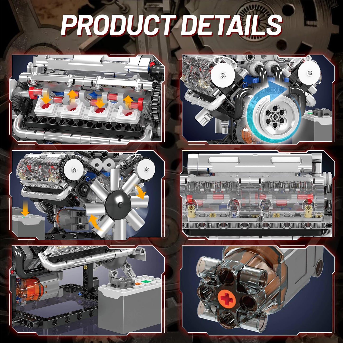Mini V8 Engine DIY Kit – 487PCS